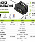 Product specifications for Heavy Duty Rechargeable Electric Hoist Winch With Remote Control up to 300kg load capacity.