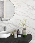 Bathroom vanity with Marble Peel And Stick Countertop Contact Paper Waterproof Vinyl Backsplash in marble pattern