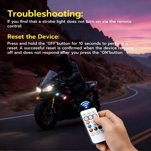 Motorbike with 4 Pack Wireless Rechargeable Magnetic LED Strobe Lights With Remote Control 8 Color USB Waterproof Anti Collision Car Flashing Warning Lights