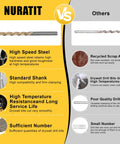 Pro Grade 50 Pack 5/32 Inch Drywall Bits Cut Through Plaster And Wood Boards Like Hot Knife Through Butter image comparison with NURATIT and others.