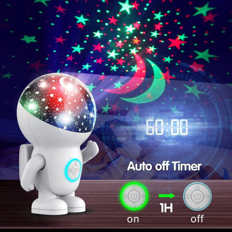 Astronaut Night Light Projector For Kids, 360 Degree Nebula Star Show With 8 Color Modes, Auto Timer, Energy Halo in action