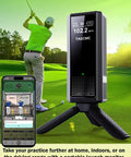 Portable Golf Launch Monitor And Home Simulator For Swing Analysis with real-time swing data display.
