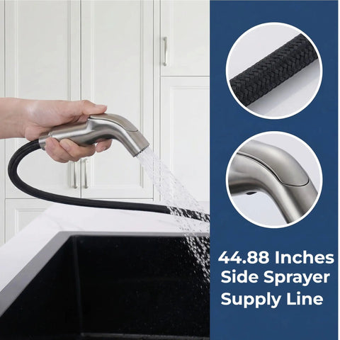 Brushed Nickel Kitchen Faucet With Sprayer And Side Sprayer Stainless Steel Touch Activated RV Ready 3 Or 4 Hole Sink Faucet Modern High Arc Design Fingerprint Resistant And Durable Built To Last