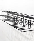 Two Pack Heavy Duty Wall Mounted Power Tool Organizer with Floating Shelf Storage Rack in metal, shown empty on wall.