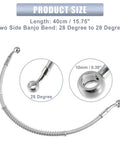 15.75 Inch Stainless Steel Braided Hydraulic Motorcycle Brake Line For ATV Motocross And Sport Bikes Beefed Up 10mm Inner Diameter 40cm Length Two 28 Degree Banjo Ends Silver Tone