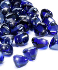 Cobalt Blue Fire Glass Beads For Propane Fire Pits And Fireplaces, 1 Inch High Luster Diamonds, 10 Lb Bag, Durable Decorative Stones