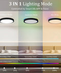12 Inch WiFi Smart LED Ceiling Light Dimmable 2700K To 6500K And RGB Mood Lighting For Porch Flush Mount 3 in 1 Modes Display
