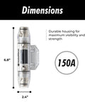 Heavy Duty 150 Amp Inline Anl Fuse Holder For 0 2 4 Awg Wiring With Clear Cover, dimensions 6.8 x 2.4 inches.