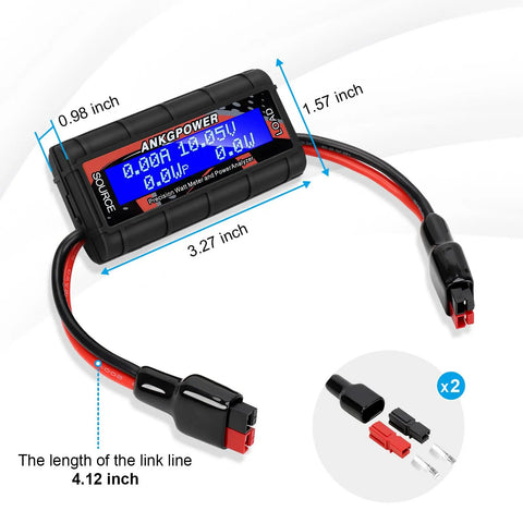150 Amp Watt Meter Power Analyzer With Sweet Digital LCD Screen For RC Projects, Real Time Readouts Of Amps Volts Watts And Ah, Eight Electrical Readings, High Precision Energy Monitoring Gear, black