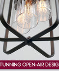 Augustine Inspired 21-Inch Modern 3-Light Ceiling Pendant Chandelier With Free-Swinging Arms And Clear Cylinder Glass Shades
