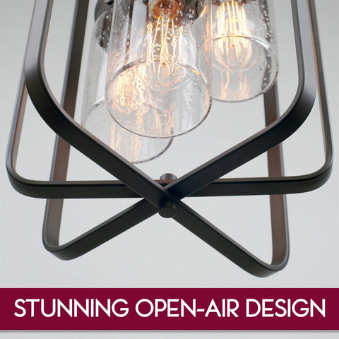 Augustine Inspired 21-Inch Modern 3-Light Ceiling Pendant Chandelier With Free-Swinging Arms And Clear Cylinder Glass Shades