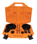 Bi-Metal Master Electrician Hole Saw Kit, Seventeen-Piece Set with case open showing contents