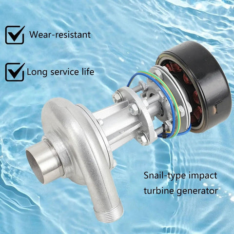 Snail-type turbine of Portable Micro Hydroelectric Generator Power Station 1000W 110V-220V, wear-resistant steel body.