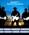 Silhouettes wearing the 10 In 1 Black Tactical Duty Belt Set With Holster and Pouches in dusk sky setting
