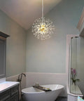 Modern Dandelion Firework Crystal Chandelier Gold Pendant Lighting Fixture For Dining Room Bedroom Entryway Foyer 9 Light