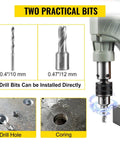 Two drill bits, 10mm and 12mm, for Heavy Duty 1200W Magnetic Drill Press For Steel Structure. Ideal for drilling and coring.