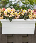 Countryside Rail Planter For 3.5 To 5.5 Inch Railings, White 24-Inch Lightweight Space-Saving Planter Made From Fade-Resistant Plastic
