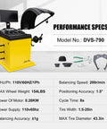 Image of Premium Automatic Wheel Balancer With 24 Inch Color LCD Display and electronic brake for tire shops, model DVS-790.