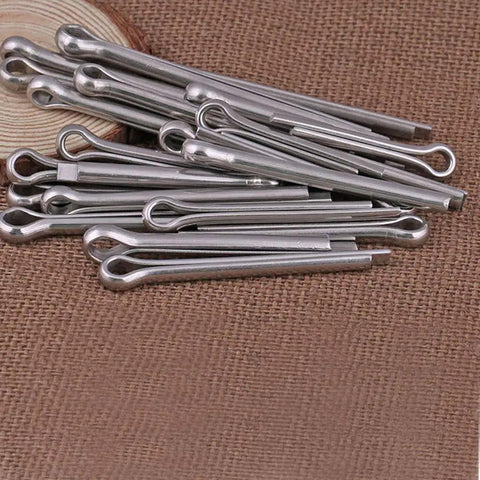Heavy Duty Cotter Pin Assortment Kit With 555 Split Pins And Durable Case For Industrial Machinery Maintenance Jobs Across Various Sizes Made From Quality Iron, showing split pins laid out.