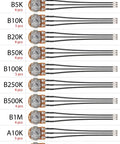 Potentiometer Assortment Pre Wired Potentiometers With Knobs Dust Seals And 3 Pin 0.1 Inch Connectors 48 Pieces B1K to A100K