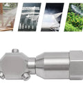 360° rotating spray nozzle, side view, 1/2-inch, 304 stainless steel, for barrel and tank cleaning.