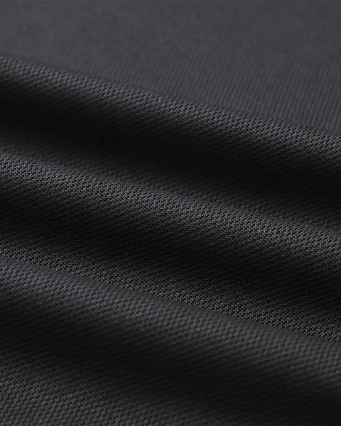 Close-up of black breathable mesh fabric from Men's Quick Dry Golf Polo Tee With Breathable Mesh Short Sleeve Shirt Moisture Wicking Classic Fit For Tennis And Everyday Sports Black Large Go To Pick.