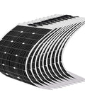 10 Pack Flexible Monocrystalline Solar Panels 100 Watts Each Deliver Smooth Efficiency And Featherweight Portability For Rvs Camper Vans And Boats, showing flexible panels in a curved arrangement.