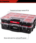 Heavy Duty Tools Organizer Box Set For Small Parts, Deep And Shallow Storage With Removable Inner Cups, Interlocking Lids And Seals, 2 Piece Kit For Garage And Workshop