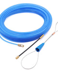 65 Foot Nylon Fish Tape Wire Puller Kit For Electrical Work with flexible blue nylon tape and strong core for wire pulling.