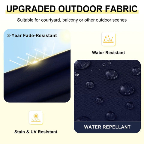 Set Of 4 Navy Outdoor Chair Cushions Water Resistant With Ties 17 By 16 By 2 Inches High Density Foam Seats For Patio Fabric Details