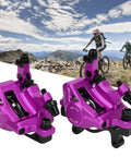 Heavy Duty Hydraulic Disc Brake Set Built Different With Reinforced Aluminum Calipers, purple HB-100 calipers, ideal for mountain biking.