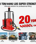 Big Red 20 Ton Air Hydraulic Bottle Jack Heavy Duty Professional Lifting Tool With Dual Power Operation Adjustable Range Plus Safety Valve For Industrial Auto Shop Use with super strength design.