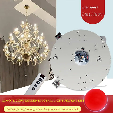 Retractable Pendant Hoist System For Chandeliers And Lighting With Remote Control Wall Switch Electric Motor Winch Lifter