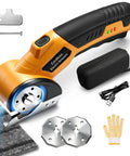 Super Snazzy Cordless Electric Box Cutter With 2 Blades For Cutting Cardboard Fabric Leather And Plastic with accessories and LED light.
