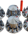 Chrome ABS Axle Cover Set With Hub Caps And 33mm Screw On Spiked Lug Nut Covers For Semi Trucks Front And Rear