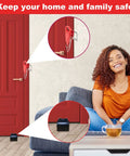 4 Pack Portable Door Lock And Door Stop Alarm Kit For Home Security And Travel Privacy Tool Free Install Keeps Bad Guys Out shown in use