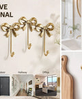 Heavy Duty Gold Bow Knot Wall Hooks Dope Brass Triple Coat Hanger Badass Metal Door Organizer Premium Weight solid built for entryway.