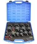 DPTOOL 19-piece turbo leakage tester kit in blue carrying case with adapters and fittings