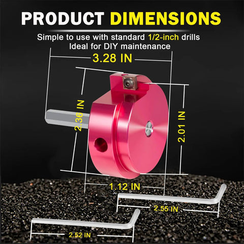 2-1/2 Inch PVC Pipe Reamer Tool For Precise Reaming Of Schedule 40 PVC CPVC And ABS Fittings, Aluminum head dimensions