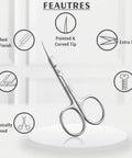 Curved Blade Cuticle Scissors With Extra Fine Pointed Tips For Precise Grooming Manicure Eyebrow Beard Mustache Nose Hair Eyelash Trim Multipurpose Nail Scissors For Pro Home Grooming, stainless steel