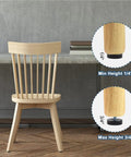 Adjustable Foot Pads For Furniture And Home Use, Grippy Non Slip Floor Protectors, Leveling Glide Feet For Tables And Chairs, Heavy Duty Rust Resistant Easy Height Adjustment 12 Pack shown with chair on floor illustrating min and max height adjustment.