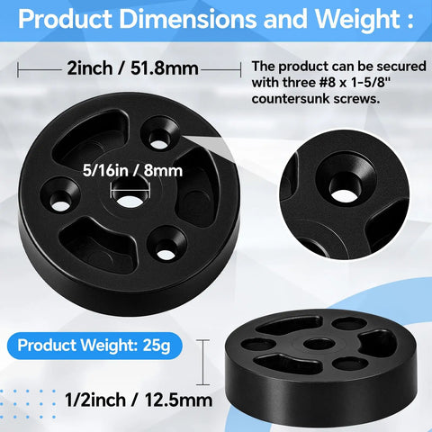Heavy Duty Deck Ledger Spacers Bulk Pack Featuring Two Inch Round Base And Half Inch Width For No Sweat Installation Plus Top Notch Drainage On Your Next Backyard Build with detailed dimensions.