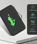 Portable Electric Vehicle Charger Cable Organizer Bag Featuring Slick Glide Zipper And Water Resistant Oxford Fabric To Keep Your Cords Tidy Protected And Totally Job Ready For Any Urban Commute, shown in black with green car design.
