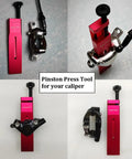 SRAM Hydraulic Disc Brake Caliper Piston Press Tool Ultimate Spreader for 2 and 4 piston calipers shown with bike brake components