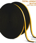Badass Durable Door Weather Stripping 66FT Neoprene Draft Blocker Tape shown in two rolls, each 1/2in thick, ideal for insulation.