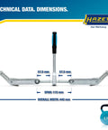 Front view of Hazet 1774-1 beam puller with blue-handled center sliding handle and dual clamp jaws