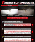 Comparison of D1S Xenon HID Bulbs 6000K Cool White beam distance versus standard headlights