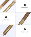 Close-up of Double Headed Hanger Bolts Self Tapping Screws For Furniture And Wood Joints, Carbon Steel, Corrosion Resistant Golden