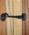 Super Sturdy Hefty Swivel Cabinet Latch Lock Made From Dense Wrought Iron With A Sleek Black Coating That Really Kicks Rust To The Curb While Upgrading Your Vintage Home Decor 4.5 Inch 4 Pack on wooden doors