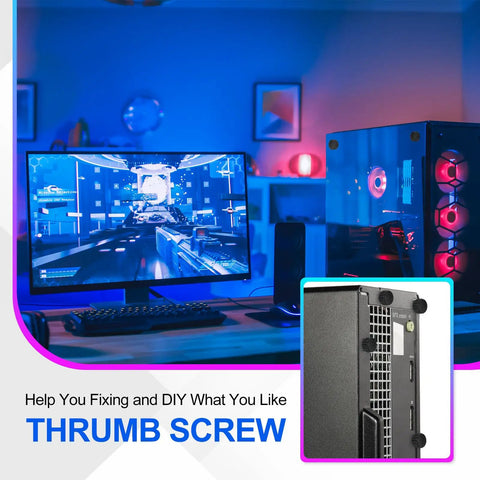 Rock Solid M4 X 6mm Threaded Knurled Thumbscrews Stainless Steel Clamp Knobs for Monitor Mount Arm in gaming setup.